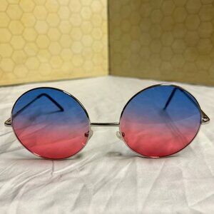 Brand New w/o Tag Big Round Kozmic Blue/Pink Sunglasses Vintage Style